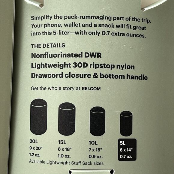 3 REI Lightweight Backpacking Stuff Sacks 15L 5L Camping Hiking 8x18 & 6x14 - Picture 7 of 8